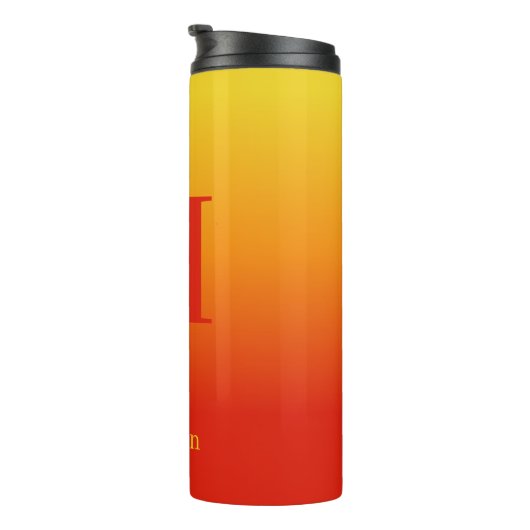 Eigen monogram en naam Geel tot Rode Gradiënt Thermosbeker (Geroteerd rechts)