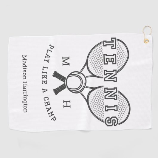 Eigen monogram en naam TENNIS golf-/tennishanddoek Golfhanddoek (Horizontaal)