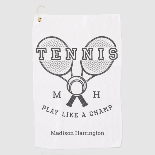 Eigen monogram en naam TENNIS golf-/tennishanddoek Golfhanddoek (Voorkant)