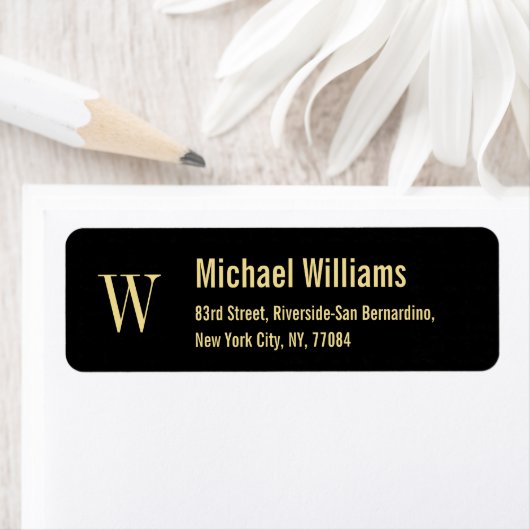 Eigen monogram Golden Modern Return Address Label (Insitu)