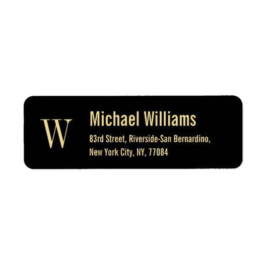Eigen monogram Golden Modern Return Address Label (Voorkant)