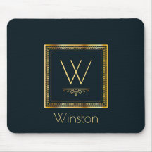 Eigen monogram Golden op donkerblauw