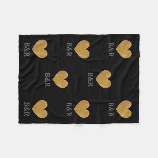 Eigen monogram goudglitter hardededeken fleece deken (Voorkant (Horizontaal))