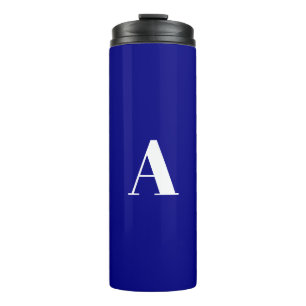 Eigen monogram initiaal letter kobalt blauw wit thermosbeker