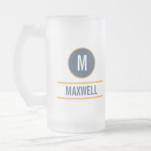 Eigen monogram letter initiaal matglas bierpul (Links)
