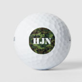 Eigen monogram logo met landgroene camo golfballen (Voorkant)