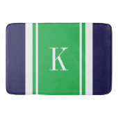 Eigen monogram Navy Kelly Green Stripes Pattern Badmat (Voorkant)