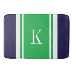 Eigen monogram Navy Kelly Green Stripes Pattern Badmat