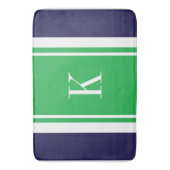 Eigen monogram Navy Kelly Green Stripes Pattern Badmat (Voorkant Verticaal)