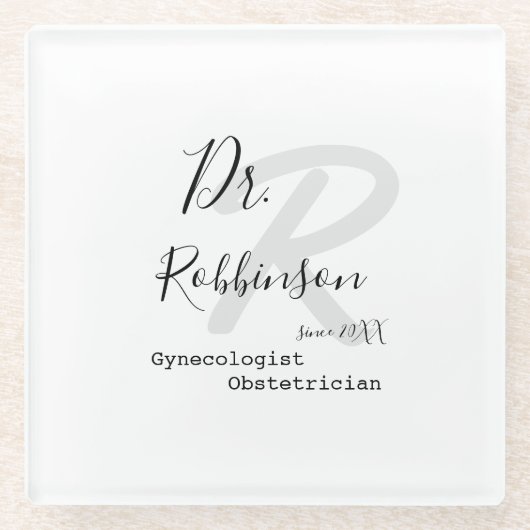 Eigen monogram Obgyn Obstetricist Gynaecoloog Glazen Onderzetter (Voorkant)