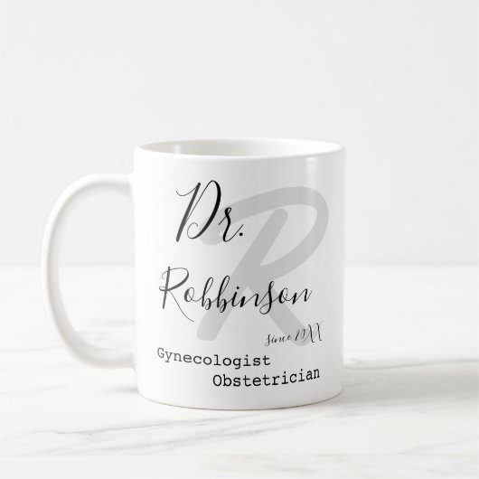 Eigen monogram Obgyn Obstetricist Gynaecoloog Koffiemok (Links)