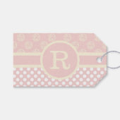 Eigen monogram pooldot en Rozen Cadeaulabel (Voorkant (Horizontaal))