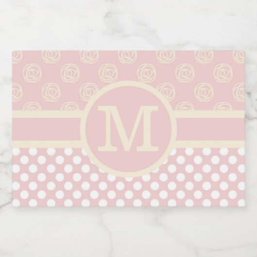 Eigen monogram pooldot en Rozen Sparkling Wijnetiket (Enkel label)