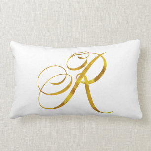 Eigen monogram R Faux Gold Foil Monogrammen Initia Kussen