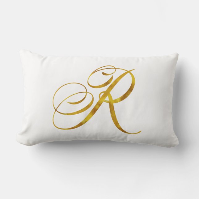 Eigen monogram R Faux Gold Foil Monogrammen Initia Kussen (Voorkant)