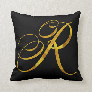 Eigen monogram R Faux Gold Foil Monogrammen Initia Kussen