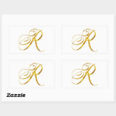 Eigen monogram R Faux Gold Foil Monogrammen Initia Rechthoekige Sticker (Vel)