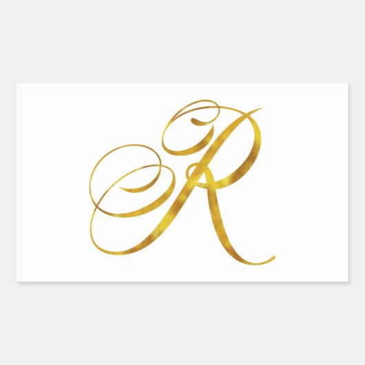 Eigen monogram R Faux Gold Foil Monogrammen Initia Rechthoekige Sticker (Voorkant)