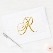 Eigen monogram R Faux Gold Foil Monogrammen Initia Rechthoekige Sticker (Envelop)