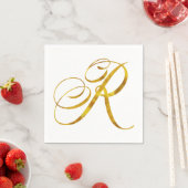 Eigen monogram R Faux Gold Foil Monogrammen Initia Servet (Insitu)