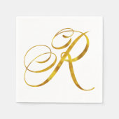 Eigen monogram R Faux Gold Foil Monogrammen Initia Servet (Voorkant)