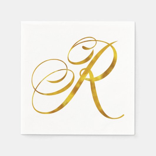 Eigen monogram R Faux Gold Foil Monogrammen Initia Servet (Voorkant)