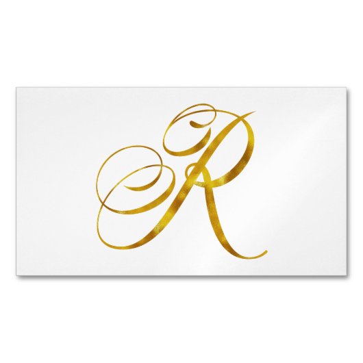 Eigen monogram R Faux Gold Foil Monogrammen Initia Visitekaartje Magneet (Voorkant)