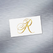Eigen monogram R Faux Gold Foil Monogrammen Initia Visitekaartje Magneet (Voorbeeld)