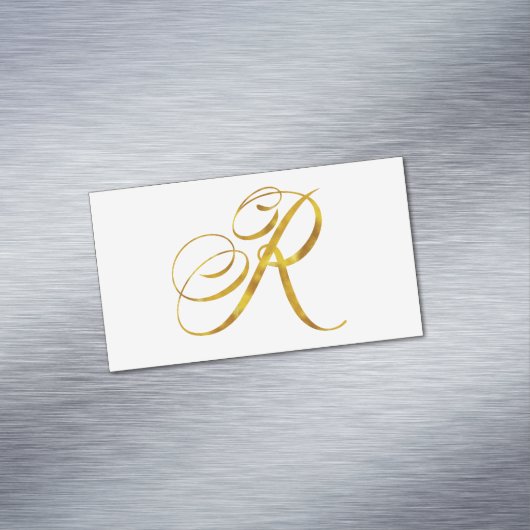 Eigen monogram R Faux Gold Foil Monogrammen Initia Visitekaartje Magneet (Voorbeeld)