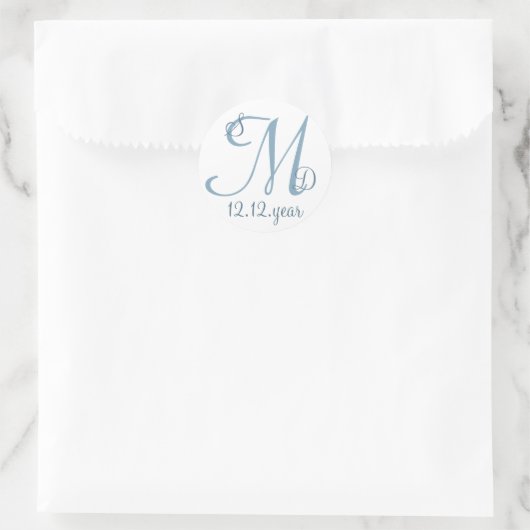 Eigen monogram ronde sticker (Tas)
