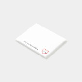 Eigen monogram rood hart voor weddenschap post-it® notes (Schuin)