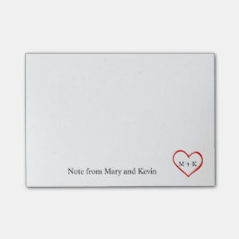 Eigen monogram rood hart voor weddenschap post-it® notes