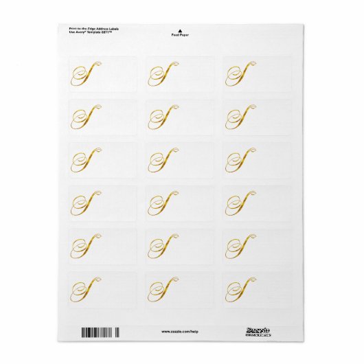 Eigen monogram S Faux Gold Foil Monogrammen Initia Etiket (Full Sheet)