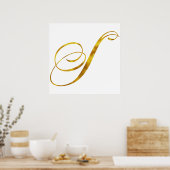 Eigen monogram S Faux Gold Foil Monogrammen Initia Poster (Keuken)