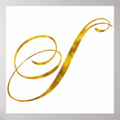 Eigen monogram S Faux Gold Foil Monogrammen Initia Poster (Voorkant)