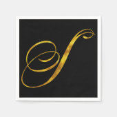 Eigen monogram S Faux Gold Foil Monogrammen Initia Servet (Voorkant)