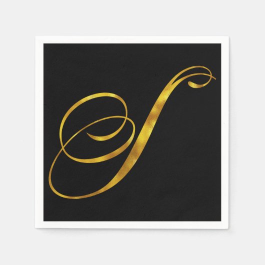 Eigen monogram S Faux Gold Foil Monogrammen Initia Servet (Voorkant)