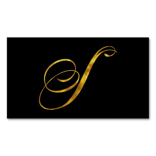 Eigen monogram S Faux Gold Foil Monogrammen Initia Visitekaartje Magneet (Voorkant)