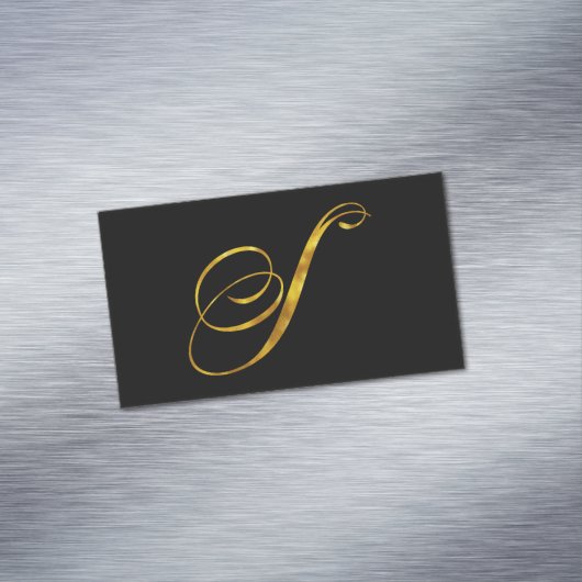 Eigen monogram S Faux Gold Foil Monogrammen Initia Visitekaartje Magneet (Voorbeeld)