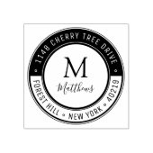Eigen monogram stijlvol, achternaam en retouradres rubberstempel (Afrduk)