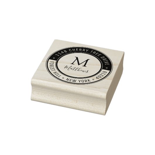 Eigen monogram stijlvol, achternaam en retouradres rubberstempel (Stempel)