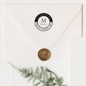 Eigen monogram stijlvol, achternaam en retouradres rubberstempel