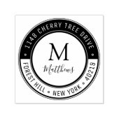 Eigen monogram stijlvol, achternaam en retouradres  zelfinktende stempel (Design)