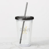 Eigen monogram voor gele en zwarte typografie acryl drinkbeker (Achterkant)
