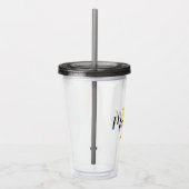 Eigen monogram voor gele en zwarte typografie acryl drinkbeker (Rechts)