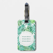 Eigen monogram, waterverf tropische palmbladeren bagagelabel (Achterkant verticaal)
