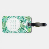 Eigen monogram, waterverf tropische palmbladeren bagagelabel (Achterkant horizontaal)
