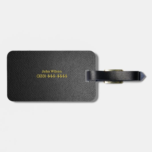 Eigen monogram zwart gebluste kunstleder bagagelabel (Achterkant horizontaal)