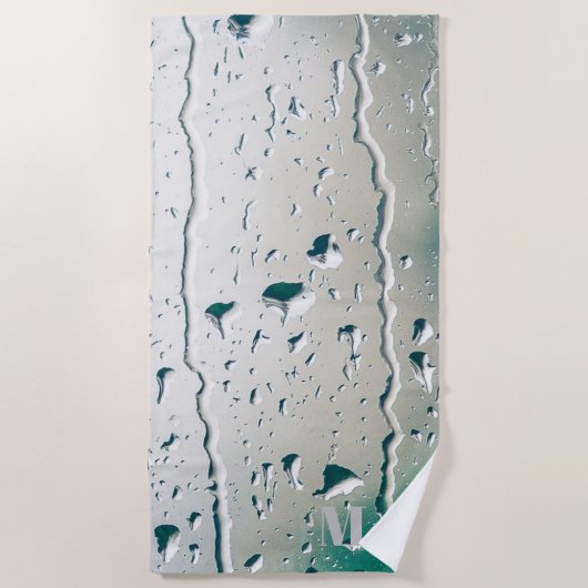 Eigen monogrammen Witte regendruppels Bachelorette Strandlaken (Voorkant)