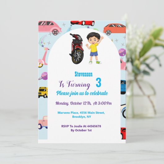 Eigen motorfietsfeest Invitat Kaart (Staand voorkant)